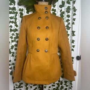 Pink Envelope Brown Peacoat High Collar Wool-Blend